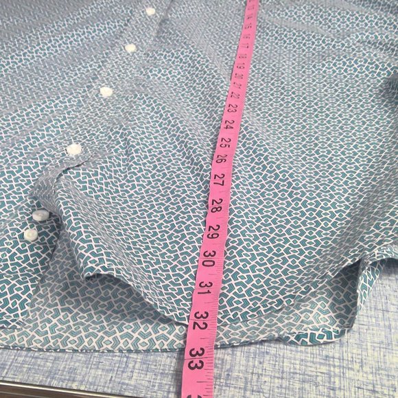 Wrangler Button Down Shirt Long Sleeve Blue Geometric Men's XL - Picture 7 of 8